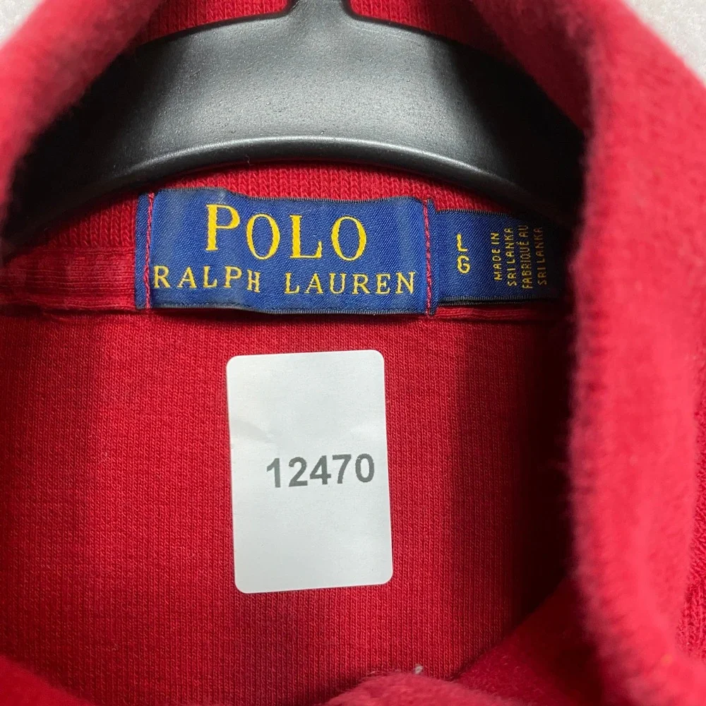 Polo Ralph Lauren Sweater Mens L Red Quarter Zip Embroidered Pony Pullover